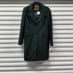Sam Edelman Womens Wool Coat Plus XXL Green Winter Overcoat Button Front Grunge